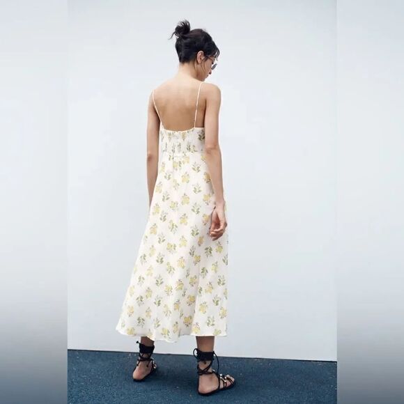 ZARA FLORAL PRINTED MIDI DRESS - Picture 6 of 11